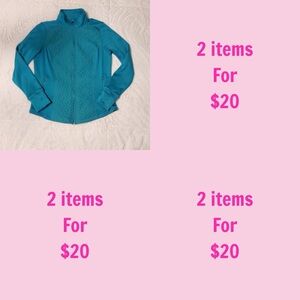 3/$30 Fila Womens Turquoise Interior Front Zip Warm Activewear Fleece Jacket